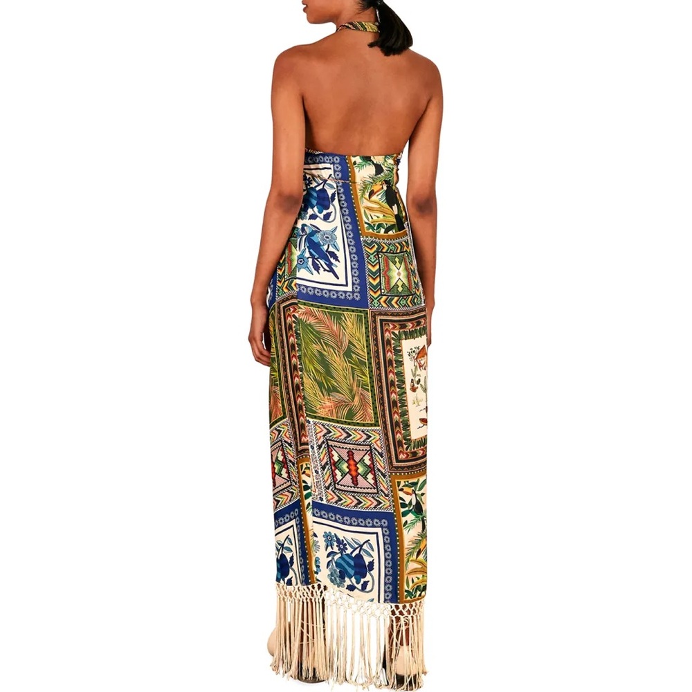 Farm Rio Mixed scarves  halter dress NWT - Picture 2 of 4